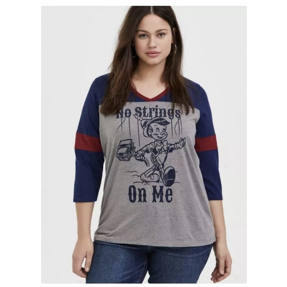 NWT Torrid Disney Pinocchio No‎ Strings Grey Navy Tunic Size 3X